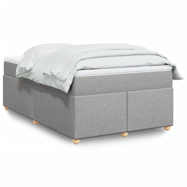 vidaXL Box Spring Bed with Mattress Light Grey 120x200 cm Fabric