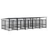 vidaXL Outdoor Dog Kennel with Roof Steel 9.38 m&sup2;