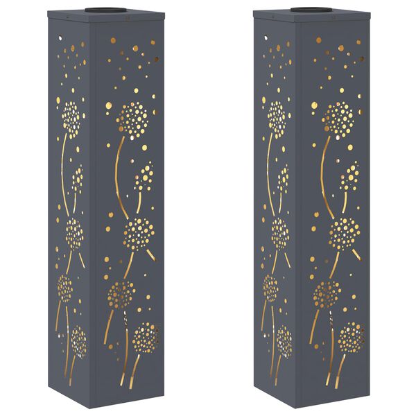 vidaXL Solar LED Pathway Light 2 pcs Anthracite Cold Rolled Steel