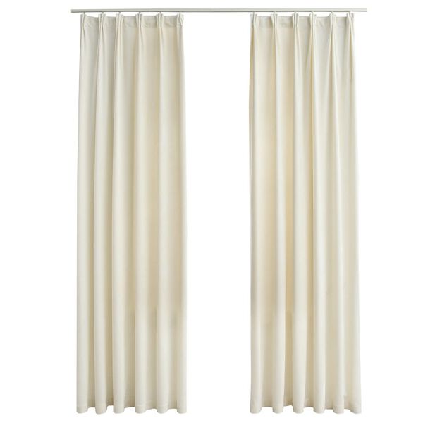 vidaXL Blackout Curtains 2 pcs with Hooks Velvet Cream 140x245 cm