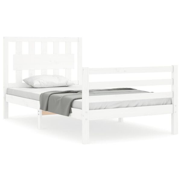 vidaXL Bed Frame without Mattress White Small Single Solid Wood