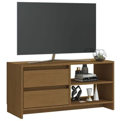 vidaXL TV Cabinet Honey Brown 80x31x39 cm Solid Pinewood