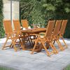 vidaXL 7 Piece Garden Dining Set Solid Wood Acacia 120-170 cm