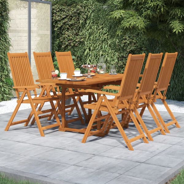 vidaXL 7 Piece Garden Dining Set Solid Wood Acacia 120-170 cm