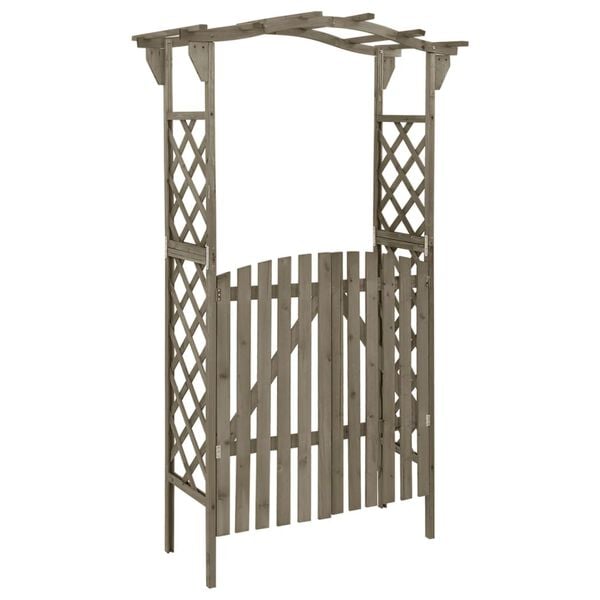 vidaXL Pergola with Gate 116x40x204 cm Grey Solid Firwood
