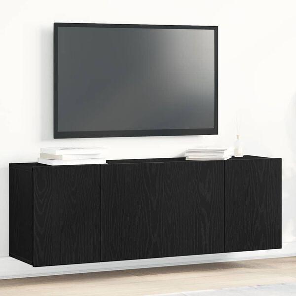 vidaXL TV Cabinets 2 pcs Black Oak 120x30x41 cm Engineered Wood