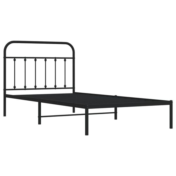 vidaXL Metal Bed Frame without Mattress with Headboard Black 107x203cm