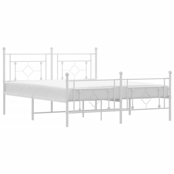 vidaXL Metal Bed Frame without Mattress with Footboard White 160x200cm
