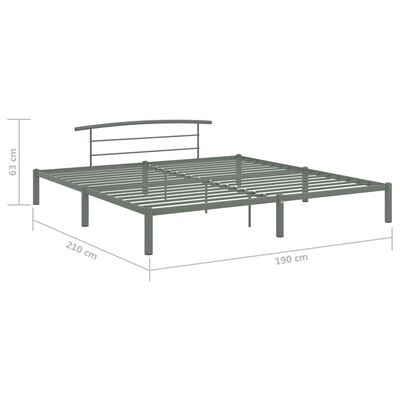 vidaXL Bed Frame Grey Metal 180x200 cm Super King
