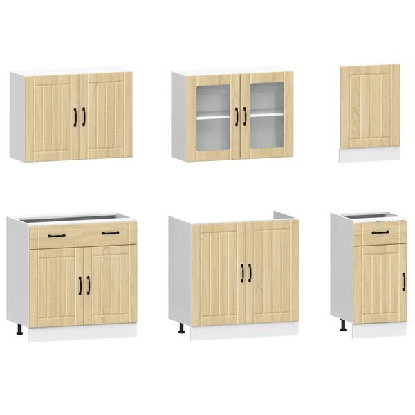 vidaXL 7 Piece Kitchen Cabinet Set Lucca Sonoma Oak Engineered Wood