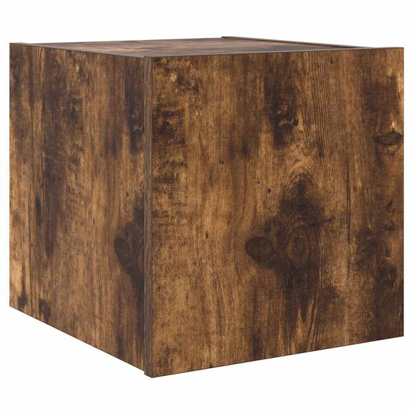 vidaXL TV Wall Cabinet with LED Lights Smoked Oak 30.5x35x30 cm