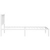 vidaXL Metal Bed Frame without Mattress with Headboard White 75x190cm