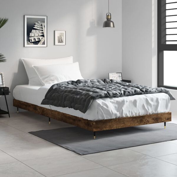 vidaXL Bed Frame without Mattress Smoked Oak 90x190 cm Single Engineered Wood