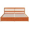 vidaXL Bed Frame with Headboard Wax Brown 200 x 200 cm Solid Pine Wood