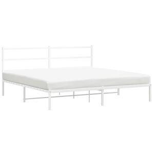 vidaXL Metal Bed Frame without Mattress with Headboard White 183x213cm