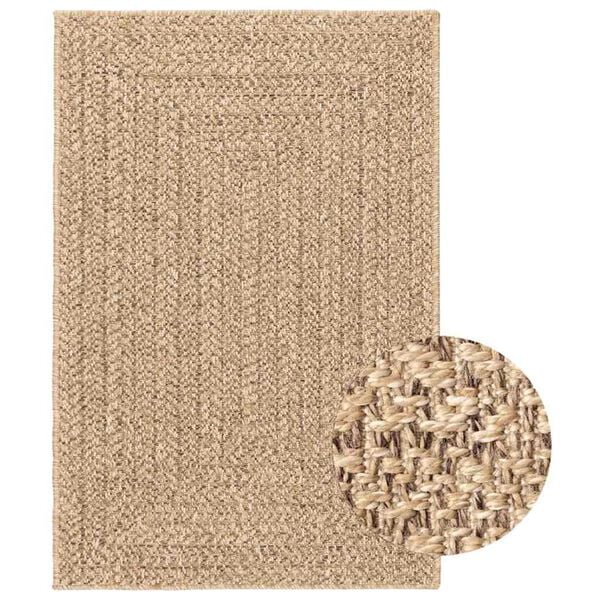 vidaXL Rug ZIZUR Beige 140x200 cm Jute Look Indoor and Outdoor