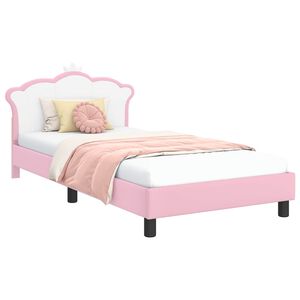 vidaXL Children's Bed Frame with Headboard Pink 90 x 190 cm PU