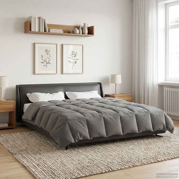 vidaXL Full Year Duvet Quilted Light Grey 220 x 260 cm Microfiber