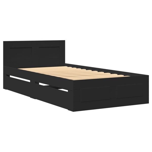 vidaXL Bed Frame with Headboard without Mattress Black 100x200 cm
