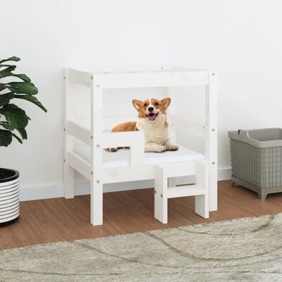 vidaXL Dog Bed White 55.5x53.5x60 cm Solid Wood Pine