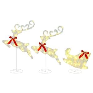 vidaXL Christmas Reindeer with Sleigh 3 pcs 72 LEDs Warm White