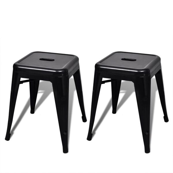 vidaXL Stacking Stools 2 pcs Black Metal
