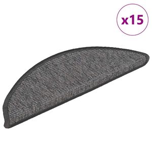 vidaXL Stair Mat | Set of 15 | Beige and Grey | 91% Polypropylene, 9% Polyester