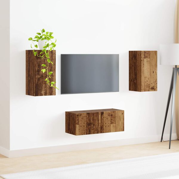 vidaXL TV Cabinet Set Wall-mounted 2 pcs Old Wood Engineered Wood