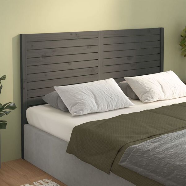 vidaXL Bed Headboard Grey 146x4x100 cm Solid Wood Pine