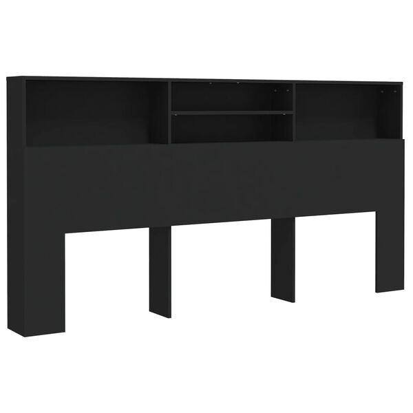 vidaXL Headboard Cabinet Black 200x19x103.5 cm
