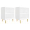 vidaXL Bed Cabinets with Solid Wood Legs 2 pcs White 40x30x50 cm