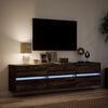 vidaXL TV Wall Cabinet with LED Brown Oak 180x31x45 cm