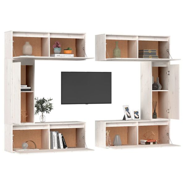 vidaXL TV Cabinets 6 pcs White Solid Wood Pine