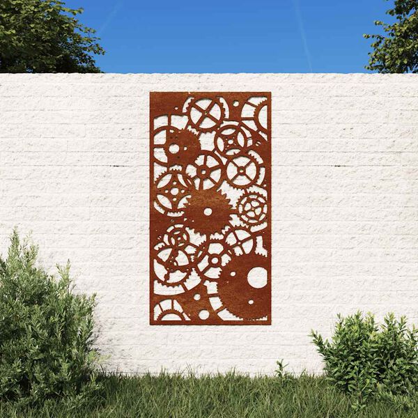 vidaXL Garden Wall Decoration 105x55 cm Corten Steel Gear Wheel Design