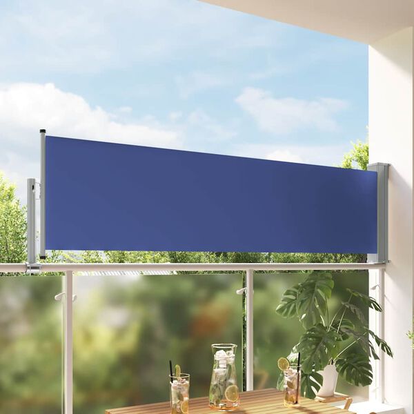 vidaXL Patio Retractable Side Awning 80x300 cm Blue