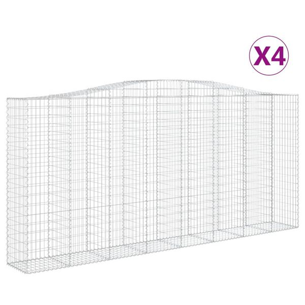 vidaXL Arched Gabion Baskets 4 pcs 400x50x180/200 cm Galvanised Iron