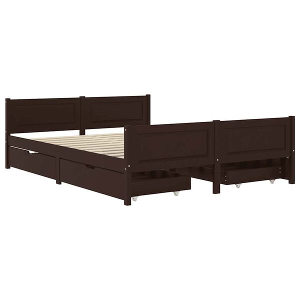 vidaXL Bed Frame without Mattress Dark Brown 140x200 cm Solid Wood
