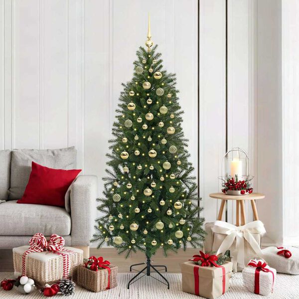 vidaXL Artificial Christmas Tree with 300 LEDs Green 180 cm PE and PVC