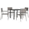 vidaXL 5 Piece Garden Dining Set Grey and Black Poly Rattan and Steel