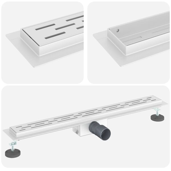 vidaXL Shower Drain with Line Design Silver 80 cm Stainless Steel 304