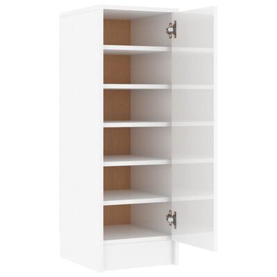 vidaXL Shoe Cabinet High Gloss White 32x35x92 cm Engineered Wood