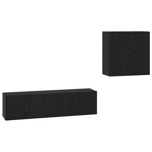 vidaXL TV Cabinet Set 4 pcs Black Oak Engineered Wood