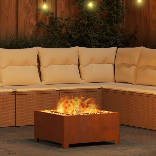 vidaXL Fire Pit Brown 60 x 60 x 30 cm Weathering Steel