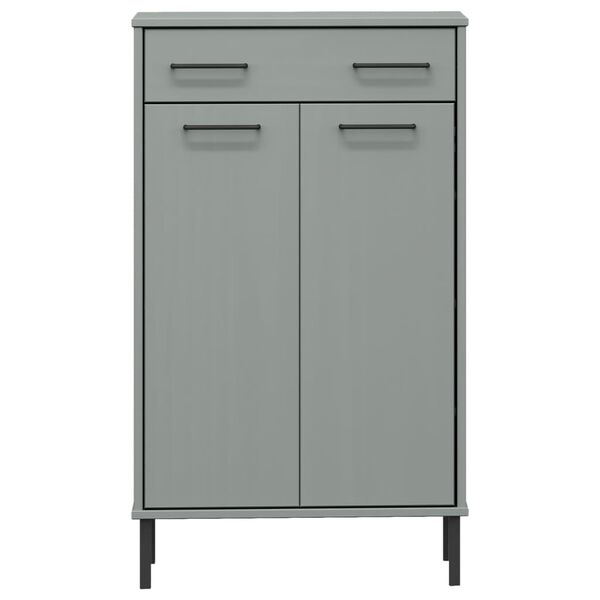 vidaXL Shoe Rack with Metal Legs Grey Solid Wood Pine OSLO