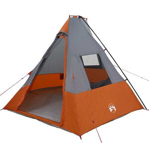 vidaXL Tipi Tent with Roof Grey and Orange 383 x 338 x 217 cm Taffeta
