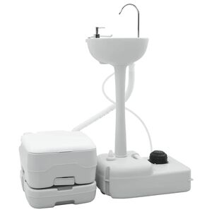 vidaXL Camping Toilet Set 2 pcs Grey and White