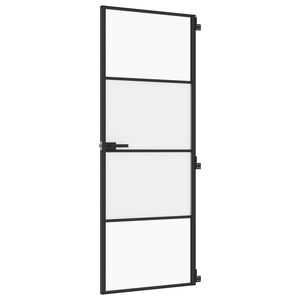 vidaXL Interior Door Slim Black 76x201.5 cm Tempered Glass&Aluminium