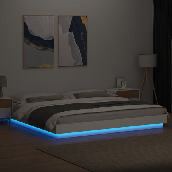 vidaXL Bed Frame with LED Lights without Mattress White 180x200cm