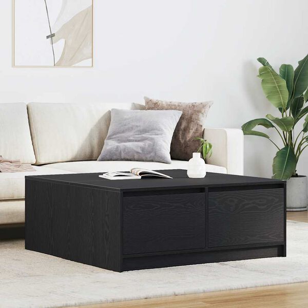 vidaXL Coffee Table with Drawers Black Oak 100x100x40 cm