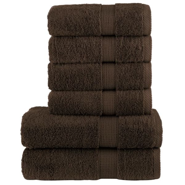 vidaXL 6 Piece Premium Towel Set SOLUND Brown 600 gsm